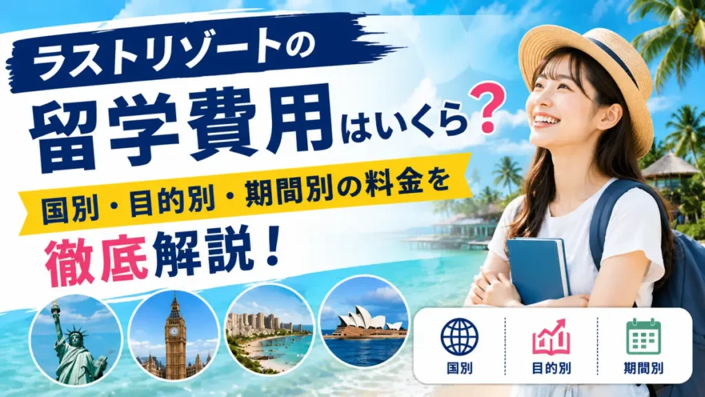 ラストリゾートの留学費用はいくら？国別・目的別・期間別の料金を徹底解説！